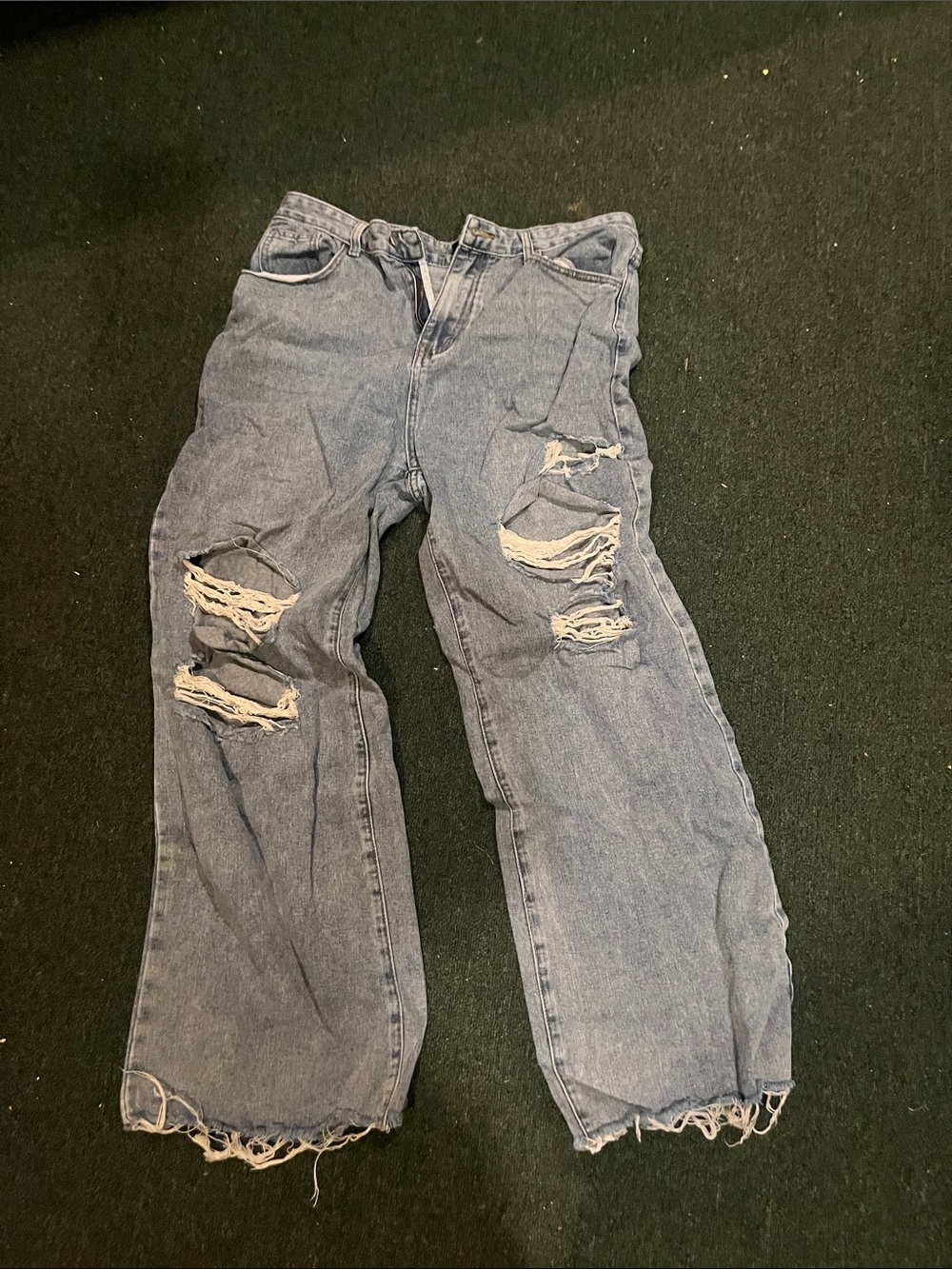 Cider Women's Relaxed Distressed Light Blue Jeans